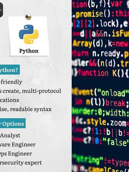 Why learn Python? It is user-friendly, has a readable syntax, and is essential for data analysis, software engineering, and cybersecurity careers.
