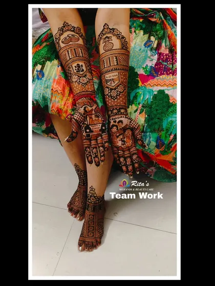 A full bridal look with hands and feet, showcasing the teamwork involved in creating a complete package for a bride.