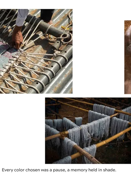 The dyeing process for the yarns used in our rug collection. Every color chosen was a pause, a memory held in shade.