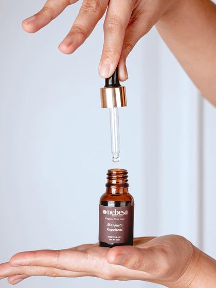 This is my Ayurvedic formula for a natural mosquito repellent. It is composed of carefully selected essential oils with a fresh, woody fragrance that naturally repels mosquitoes. It is 100% natural and safe for babies.