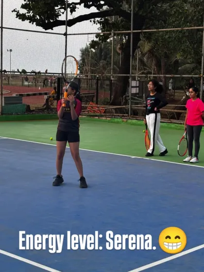 Energy and intensity are part of every session. These players are engaged in a drill, learning to maintain high energy levels throughout their practice, just like the pros.