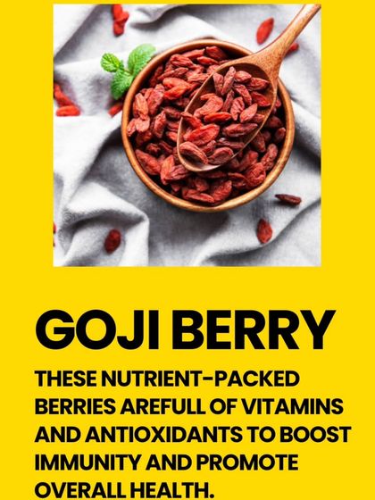 Goji berries are nutrient-packed superfoods. These berries are full of vitamins and antioxidants that help boost immunity and promote overall health.