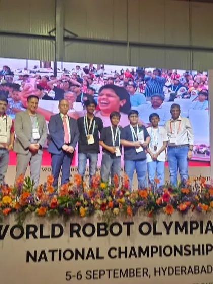 Our WRO 2025 national winners in the elementary category on stage. Team RoboRovers Rfl won the gold medal, and AANAY GAGANAUTS secured the bronze.