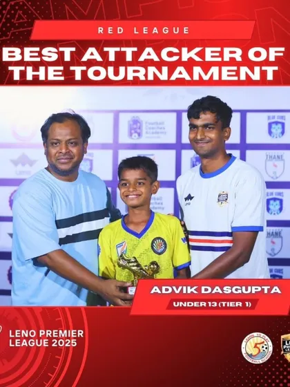 Advik Dasgupta was named the Best Attacker of the Tournament in the U13 Tier 1 category at the Leno Premier League 2025.