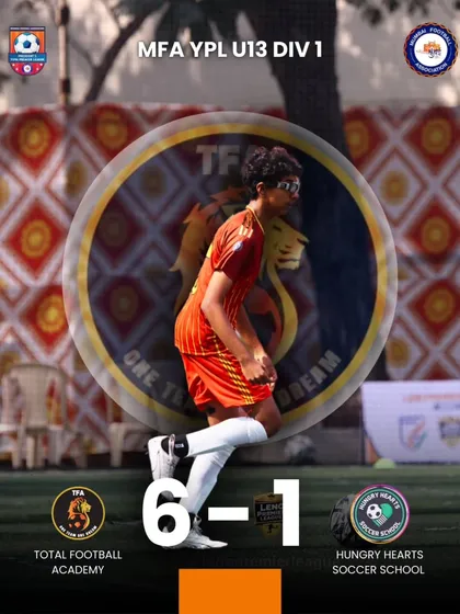 A dominant 6-1 victory for our U13 team in the MFA YPL Division 1.