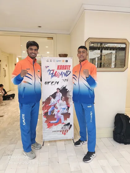 Our two champions, Rajat and Harshit, standing together before the Thailand Open, ready to make their mark.