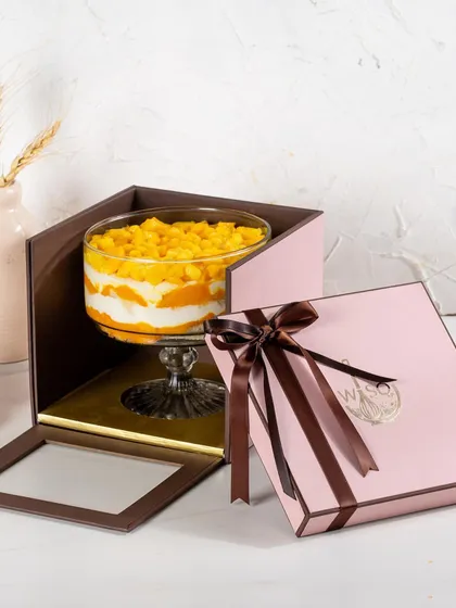 A final farewell to mango season with my Mango Cream Cheese Trifle, beautifully packaged for one last taste of summer.