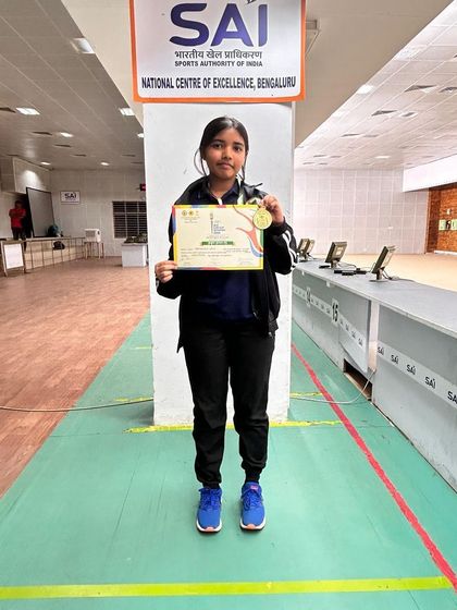 A young champion from Team Eklavya with her medal and certificate at the SAI National Centre of Excellence, Bengaluru.