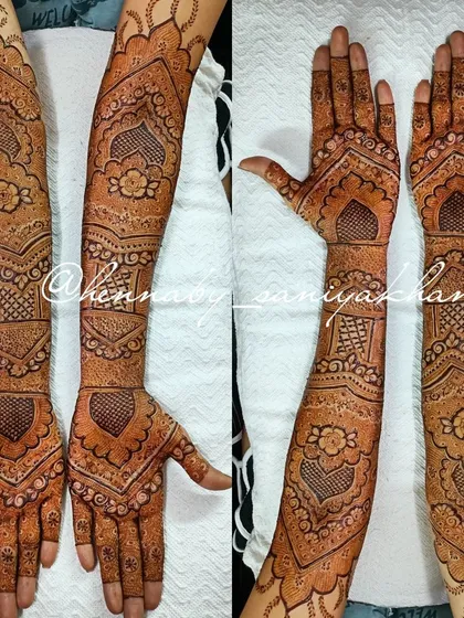 A complete front and back view of a Pakistani bridal design. This shows how I ensure the pattern is beautiful and cohesive from every angle.