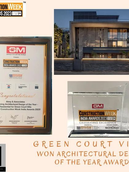 We were honored to receive the Architectural Design of the Year Award at Construction Week India 2023 for our 'Green Court Villa' project. This award celebrates our dedication to creating innovative and inspiring green architecture.