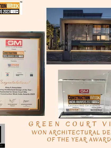We were honored to receive the Architectural Design of the Year Award at Construction Week India 2023 for our 'Green Court Villa' project. This award celebrates our dedication to creating innovative and inspiring green architecture.