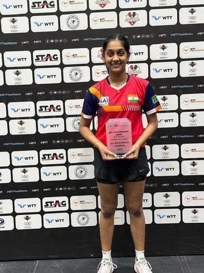 Divyanshi with her gold and silver medals from the WTT event in Jordan. Our players consistently perform across multiple age categories, demonstrating their versatility and resilience.