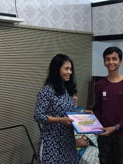 Ishan Sharma, a 9th-grade student, was awarded an 'A' grade in his Elementary grade exam. It's wonderful to see students achieve top marks.