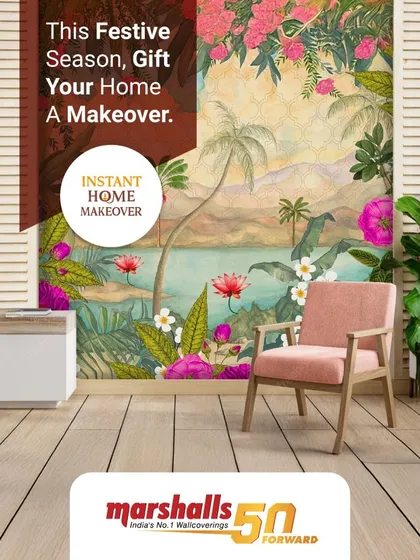 This festive season, gift your home a makeover. A vibrant tropical mural instantly transforms this room, making it ready for celebrations in just one day.