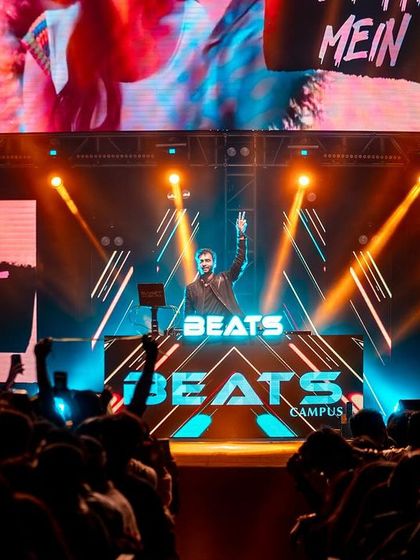 My AV show in full effect, with synchronized visuals and lighting creating an immersive experience.