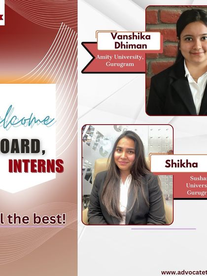It is always a pleasure to welcome new talent. Here, we are welcoming interns from Amity University and Sushant University, who are joining us to gain practical legal experience.
