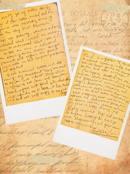 Pratishtha's handwritten note detailing her amazing experience and the meanings behind her four new minimal tattoos.