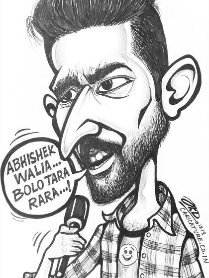 Here's my caricature of Abhishek Walia, the winner of the Laughter Challenge. I tried to capture the energy he brings to his stand-up comedy.