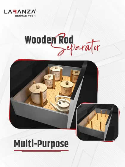 This multi-purpose wooden rod separator is the definition of flexible organization. You can adjust the rods to create custom compartments for pots, pans, or containers.