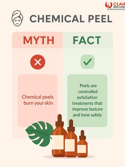Myth busted: Chemical peels don't burn your skin. They are controlled exfoliation treatments that safely improve texture and tone when performed by our experts.