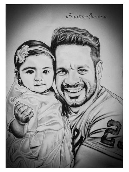 A custom family portrait of 'Flying Beast' Gaurav Taneja and his daughter. This piece, which took 48 hours, captures the special bond between a father and his little girl.