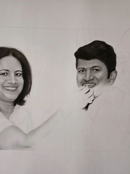 A progress shot of the tribute portrait.