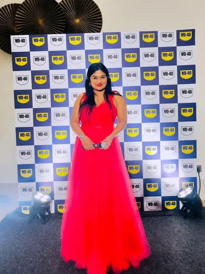Posing at the media wall for the WD-40 partners' event. I always dress to match the grandeur of the occasion.