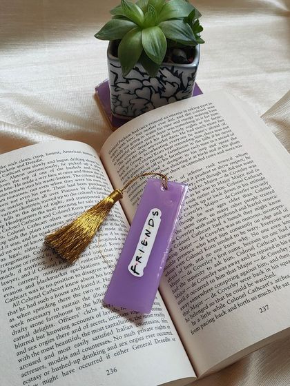 A custom bookmark I made for a F.R.I.E.N.D.S fan. I can create bookmarks based on your favorite shows, books, or colors.