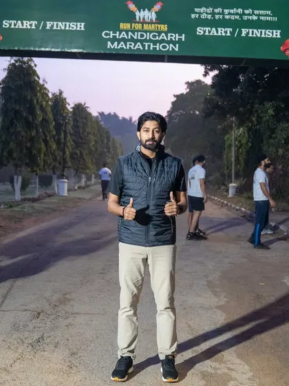 At the start and finish gate for the Chandigarh Marathon. I personally oversee the race day setup to guarantee all logistics are perfectly in place.