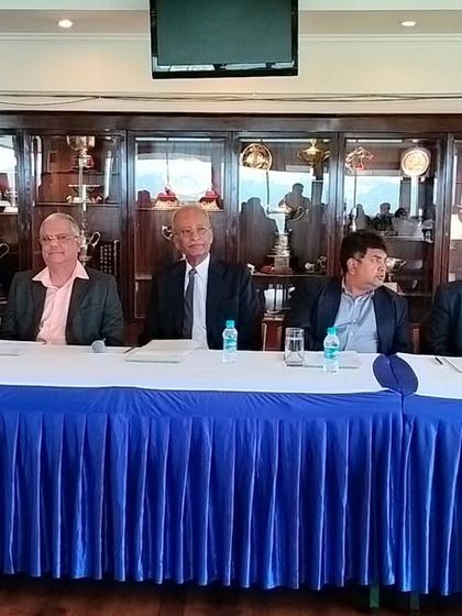 The panel at our press conference, ready to engage with the media and build excitement for the Winter Meeting.