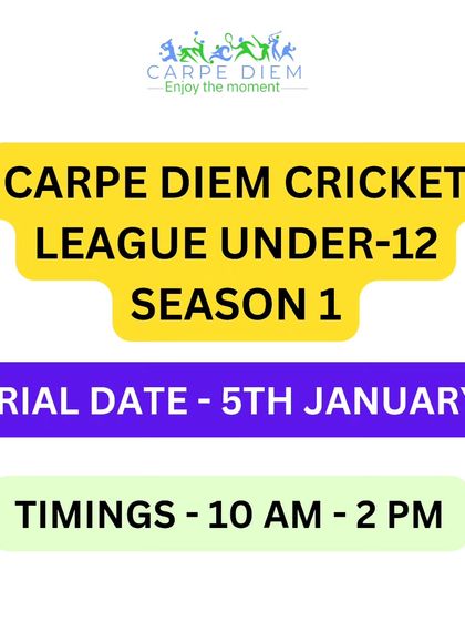 The first call to action for Season 1. This image announces our trial on January 5th. This is the first step for any aspiring young cricketer under 12 to join the league.
