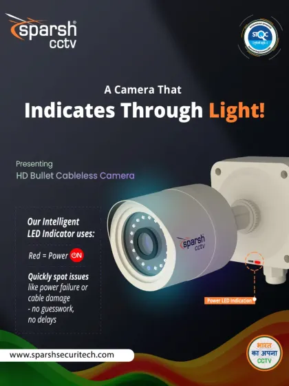 Our HD Bullet Cableless Camera includes an intelligent LED indicator to quickly spot issues like power failure or cable damage. This smart hardware feature reduces downtime and makes maintenance easier.