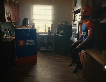 The final scene of the Swiggy ad, where the daughter is "delivered" to her mother. The contrast between her casual home clothes and the delivery partner's uniform makes the moment sweet and funny.