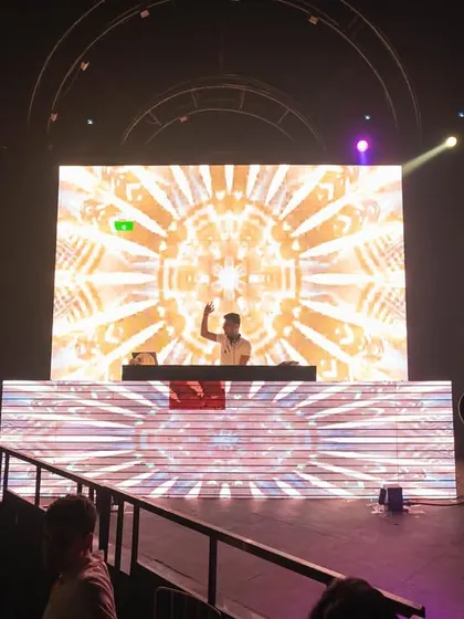 A kaleidoscope of colors and patterns. The visuals are a core part of my performance, transforming the club into a dynamic canvas.