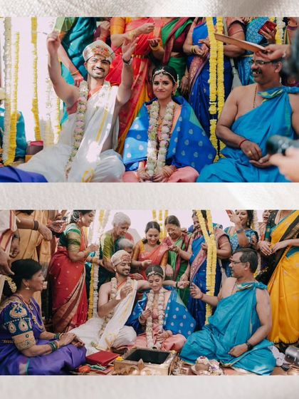 A duplicate of the couple enjoying the wedding rituals.