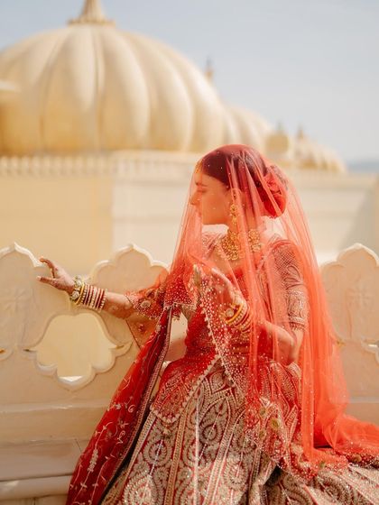 Another angle of Shree's magnificent Tarun Tahiliani lehenga. The intricate embroidery and the flow of the fabric showcase the craftsmanship of the outfit.