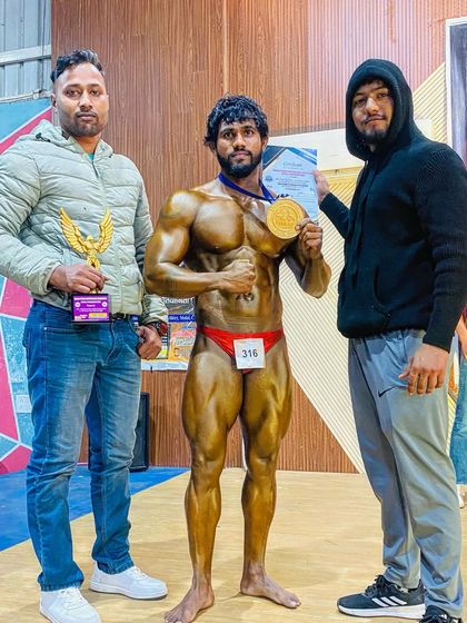 Another competition, another set of wins. Here with my team after securing gold at the Mathura Mandal and Mr. North India championships.