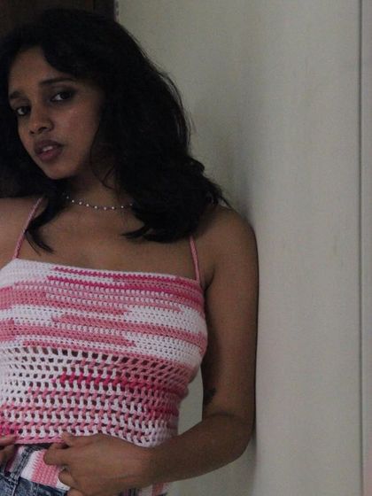 A mirror selfie moment in the pink and white striped halter top. I love how the colors pop, and the style is so fun and nostalgic.