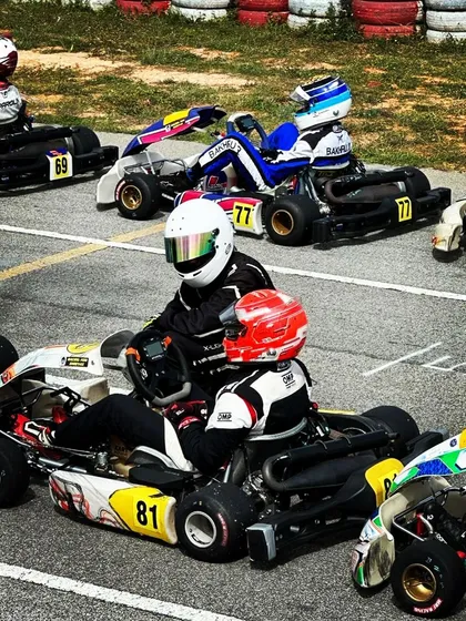 The grid before a race, with our drivers in position.