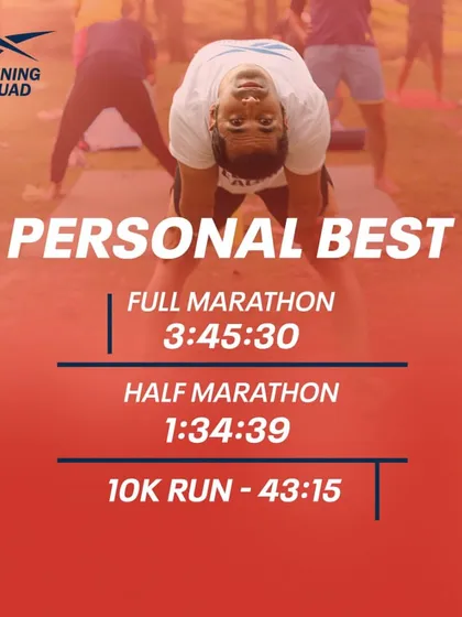 A graphic showcasing my personal best timings for the full marathon, half marathon, and 10k. I've been through the grind myself.