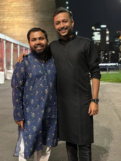 From the Gala night of the Monsoon Wedding musical, with my colleague Mahavir. The event was held under the iconic Brooklyn Bridge.