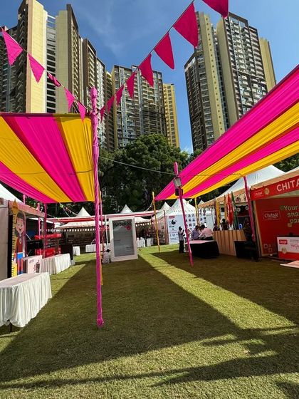 Directional signage is a small but crucial detail. Here, a 'Restrooms' sign is clearly visible within the festival layout I designed, ensuring a smooth and convenient experience for all attendees.