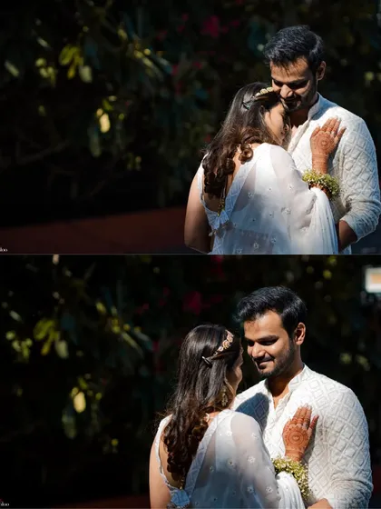 Two frames capturing the tender connection between the couple. These close-up shots focus on the emotion and intimacy, creating timeless and heartfelt portraits.