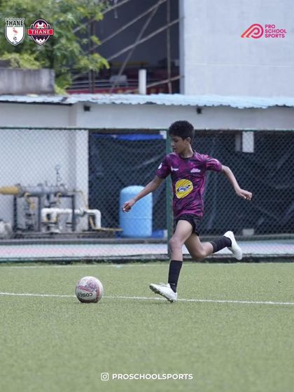 A player looks to make a run during a Thane Youth League match.
