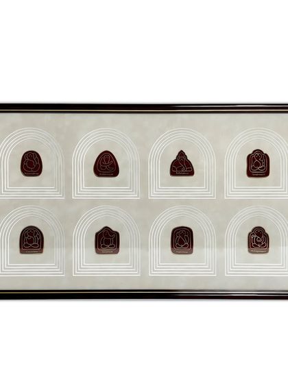 This multi-mat design with eight Ganesha idols showcases the precision of my computerized mat cutter. The layered suede mats with arched cutouts create incredible depth and a truly unique, sophisticated look.