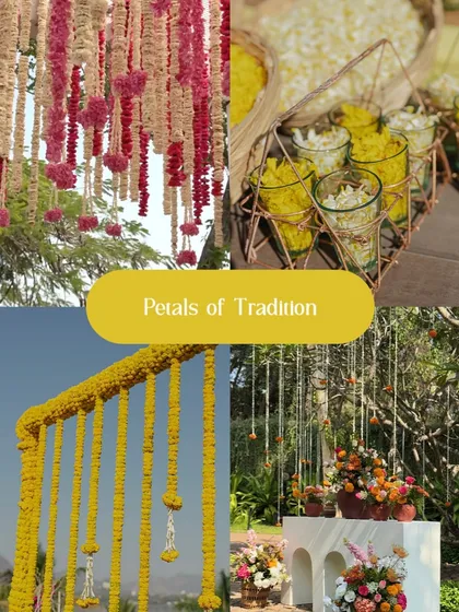 Petals of Tradition. This mood board showcases our love for using traditional Indian flowers like marigolds and jasmine in contemporary ways.