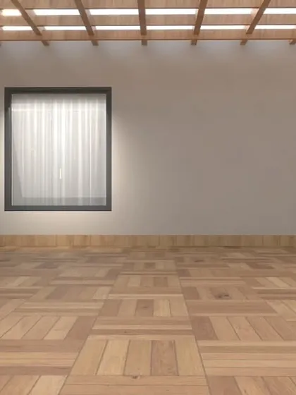 A render of the spacious wooden deck area in the Palam Vihar concept.