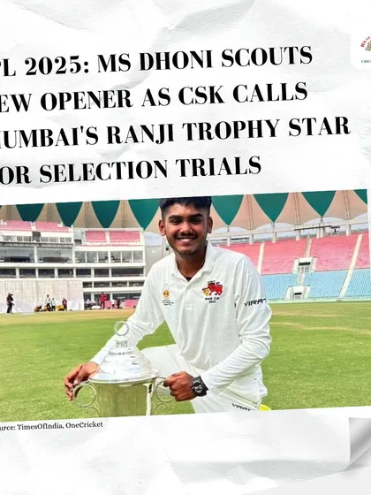 A news clipping about Ayush Mhatre being called for selection trials by the Chennai Super Kings. Getting noticed by top franchises is a significant milestone.
