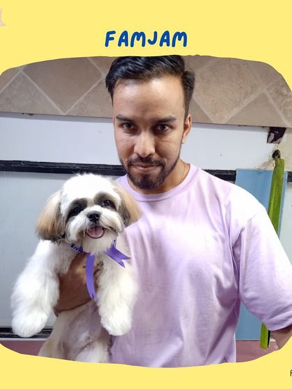 A proud member of our Pet Maven famjam! We love getting a photo with a freshly groomed and happy pup after a successful session.