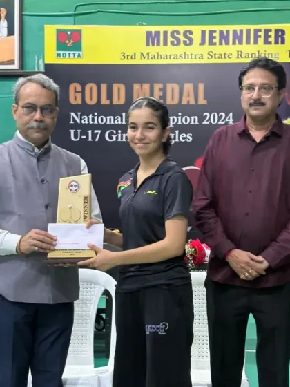 Naisha Rewaskar receiving her U-15 Girls Winner award at the 3rd Maharashtra State Ranking Tournament. These award ceremonies are the culmination of months of hard work and focused practice.